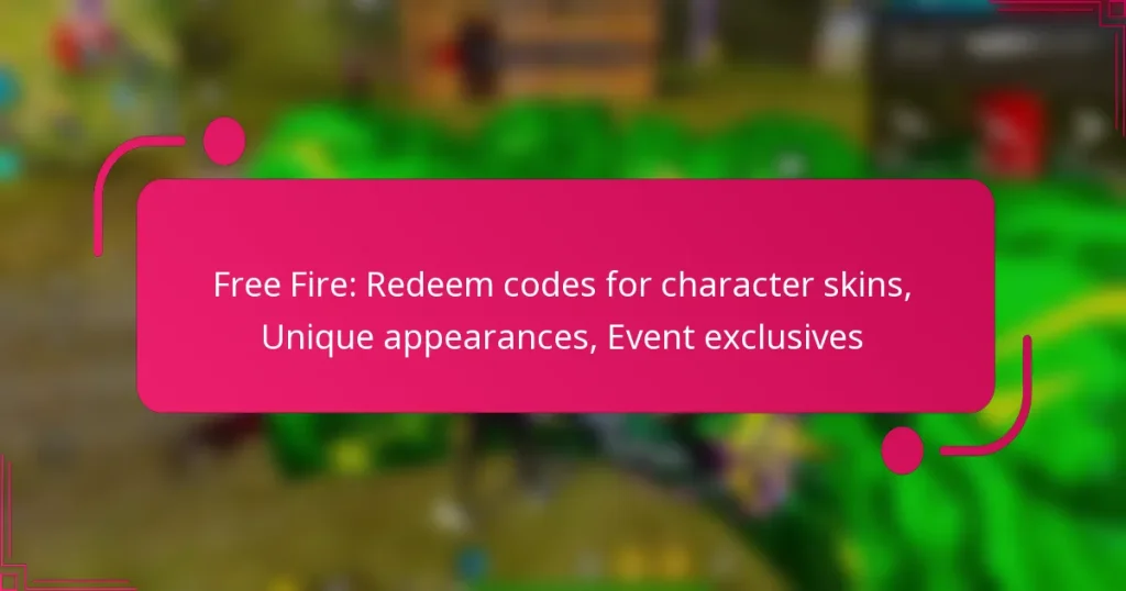 Free Fire: Redeem codes for character skins, Unique appearances, Event exclusives