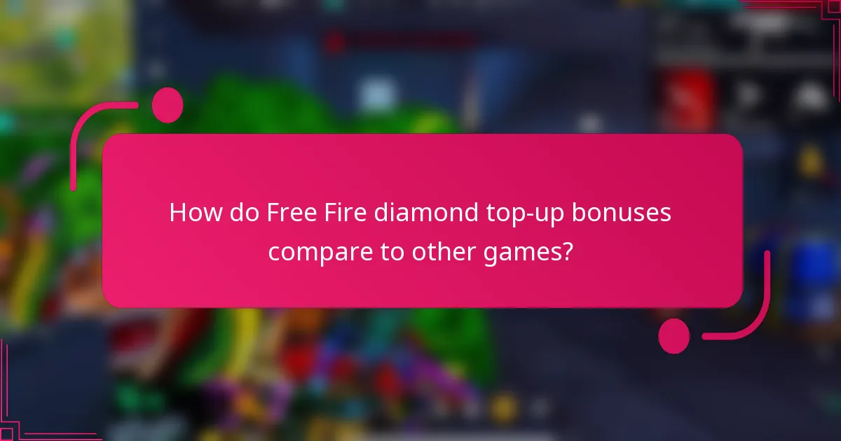 How do Free Fire diamond top-up bonuses compare to other games?