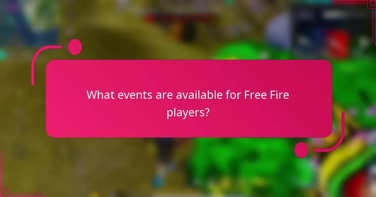What events are available for Free Fire players?